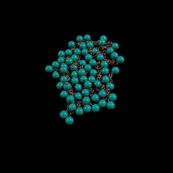 Turquoise Beaded Necklace Southwest Western Jewelry Gold Tone 24" Chain Vintage - Picture 9 of 16